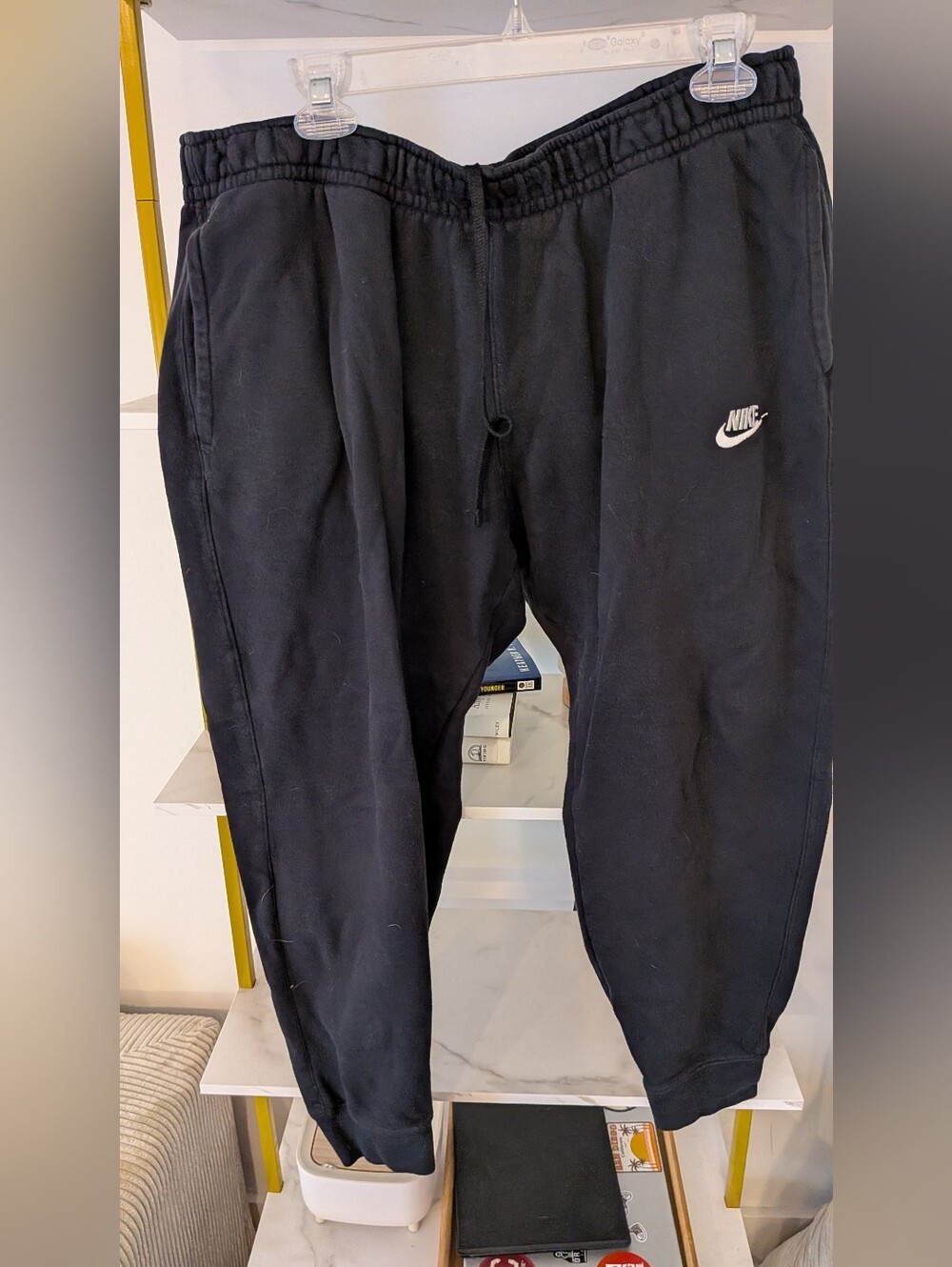 Nike Black Men's Jogger Sweatpants with White Swoosh, XXL